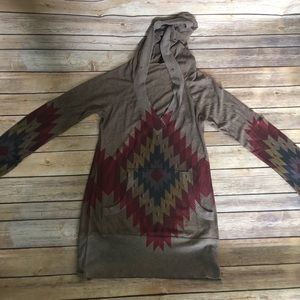 NWOT Trial Print Hooded Sweater SZ M